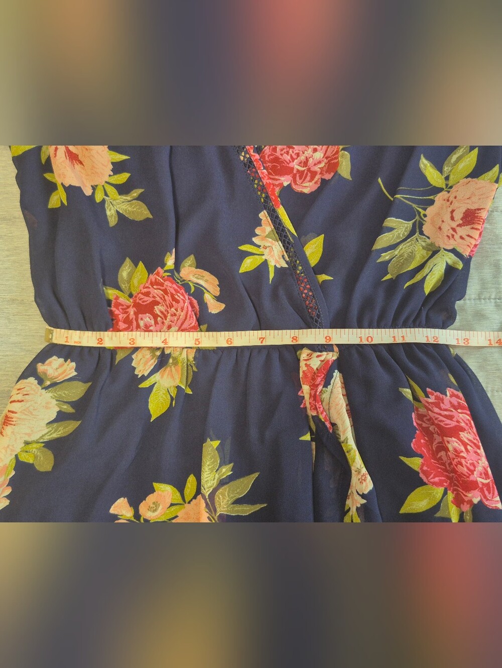 Navy Floral Wrap Maxi Dress - Picture 9 of 15
